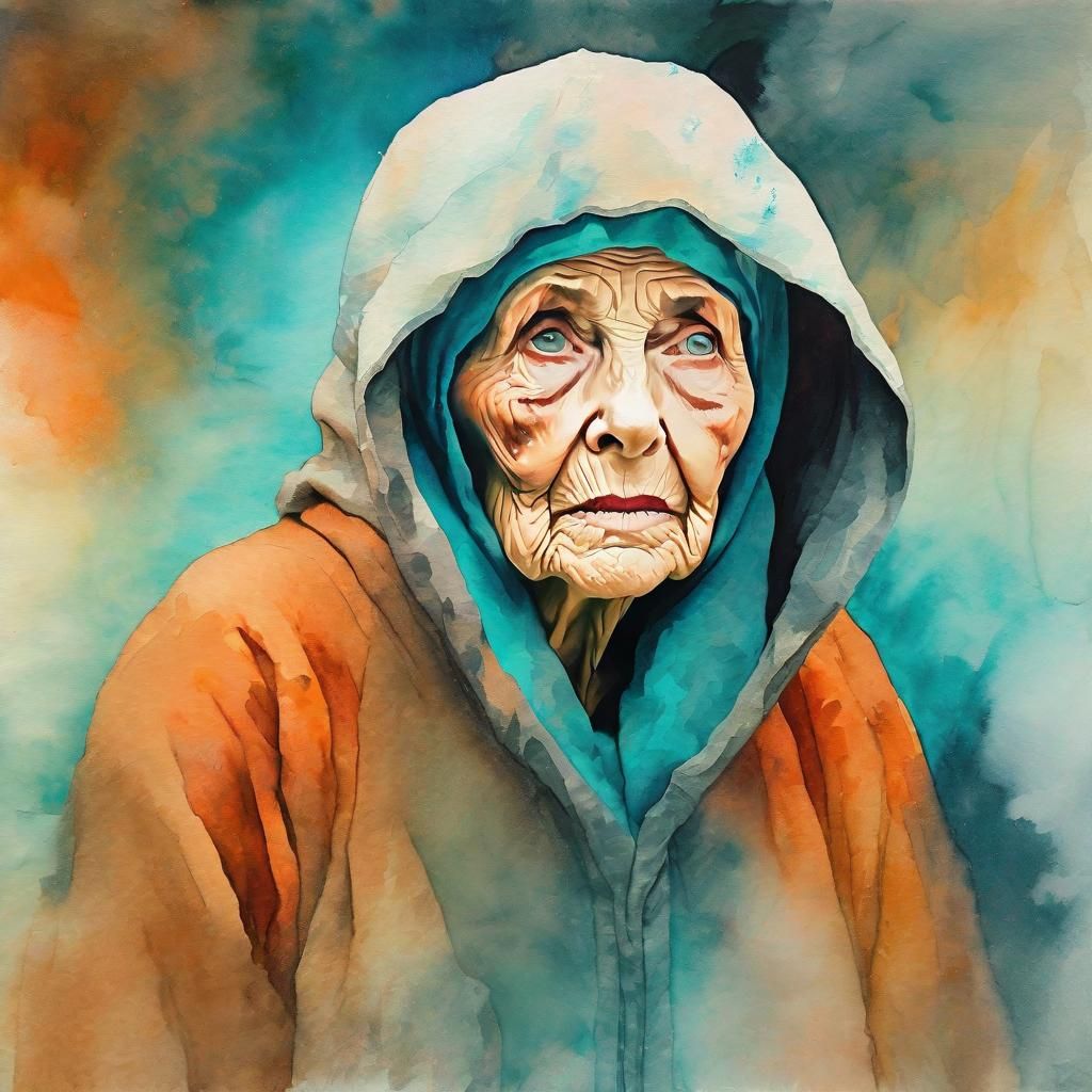Mystical Woman with Soulful Gaze in Watercolor Style