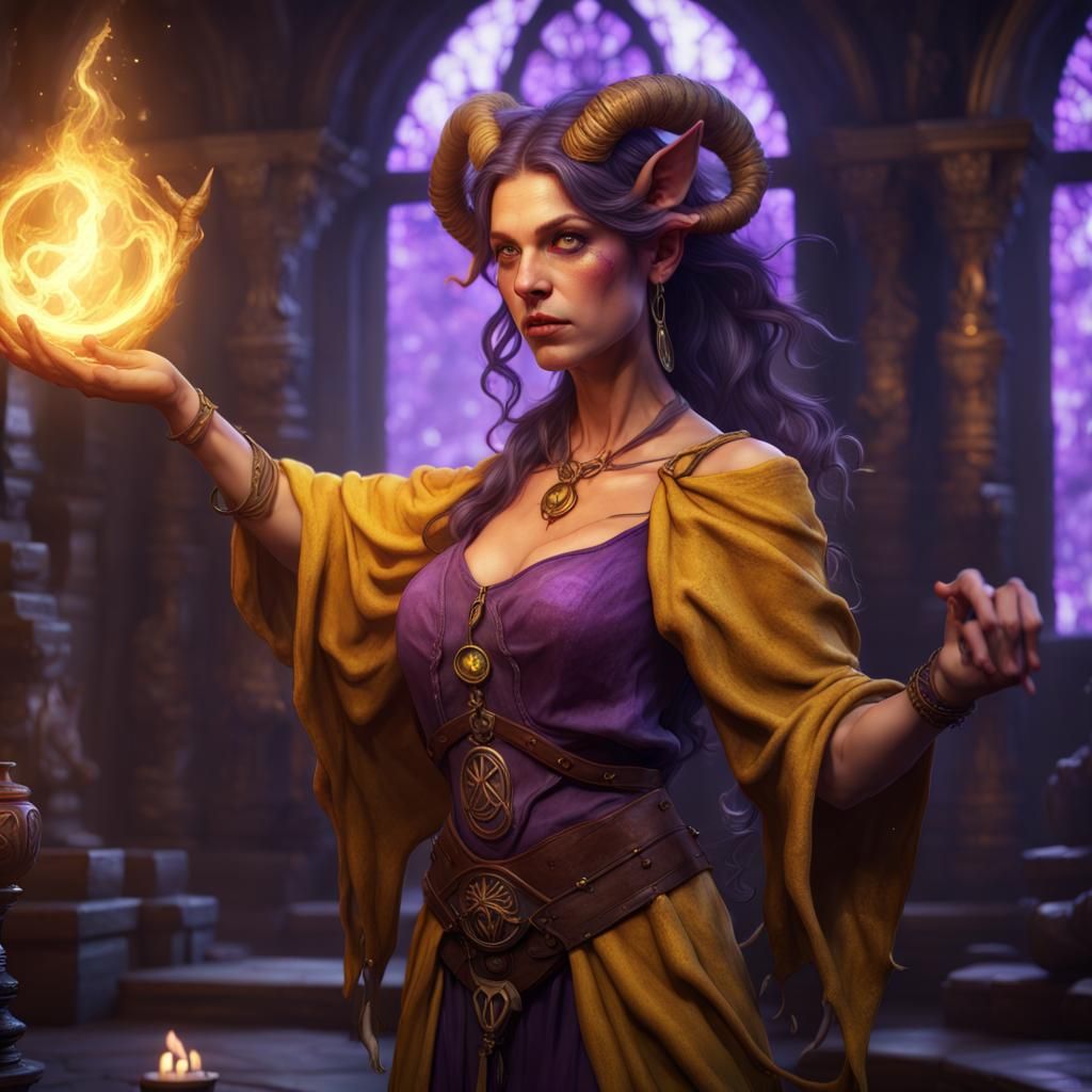 Female Satyr Sorceress in Dark Fantasy Style