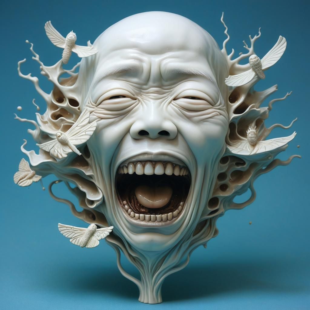 Surreal Face Metamorphosis Sculpture by Johnson Tsang
