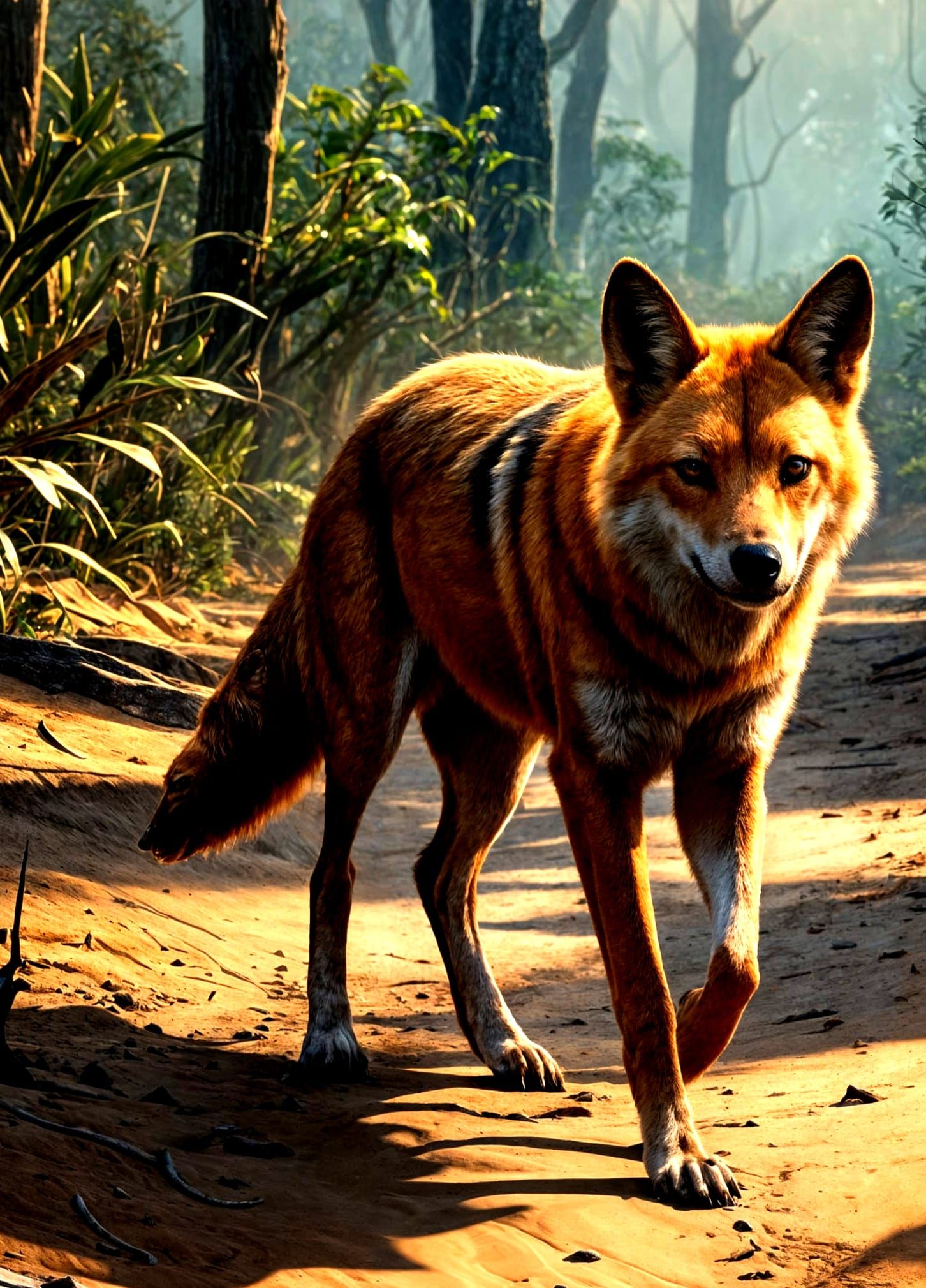 Wild Dingo Close-Up: Detailed Matte Painting