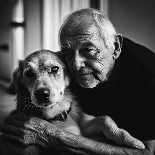 Intimate Portrait of Senior Citizen with Dog