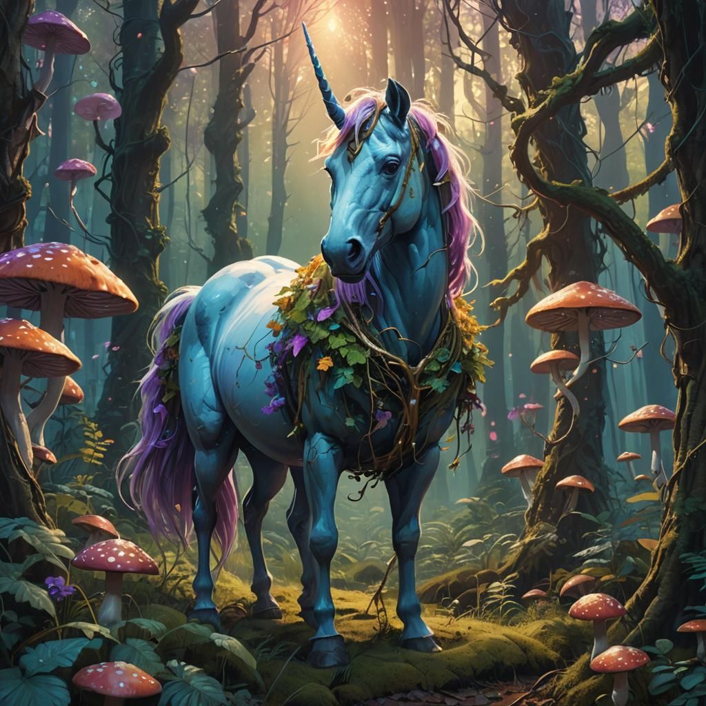 Unicorn in Enchanted Forest: Matte Painting