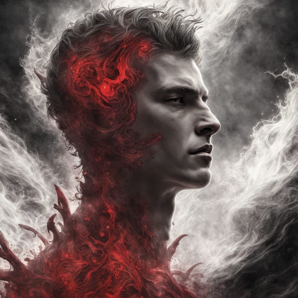 Crimson Storm: Boy Walks Alone into Abyss