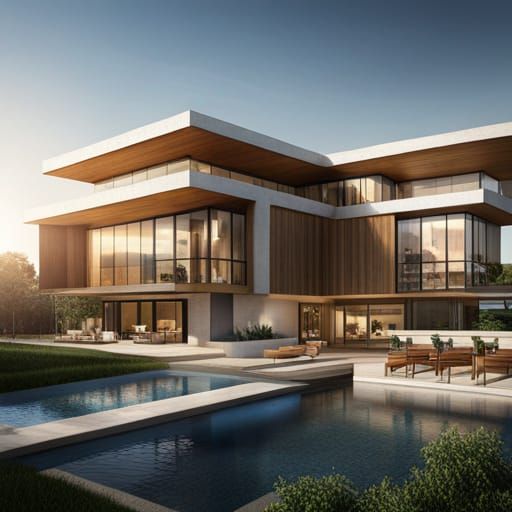 Photorealistic Rendering of an Over-the-Top McMansion