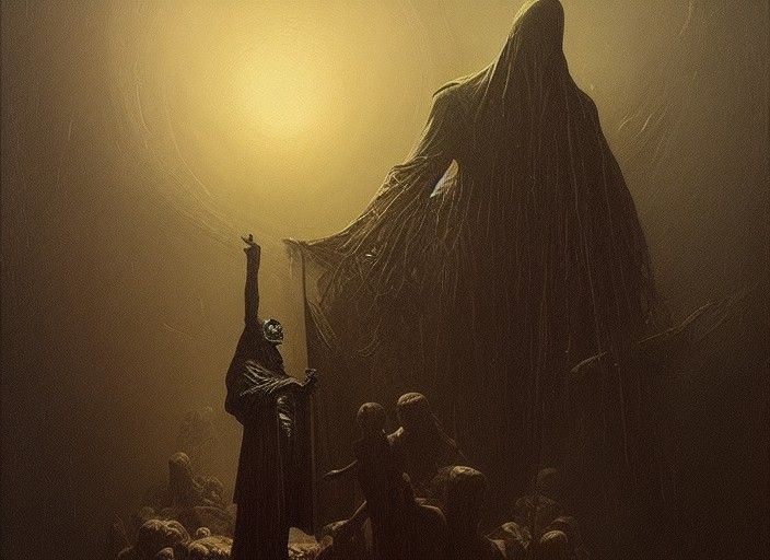 Mictlan Sinister: A Surreal Horror Oil Painting