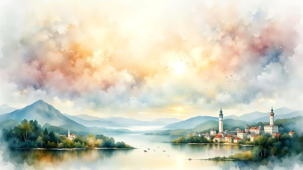 Luminous Cityscape and Seascape in Dreamlike Soft Focus