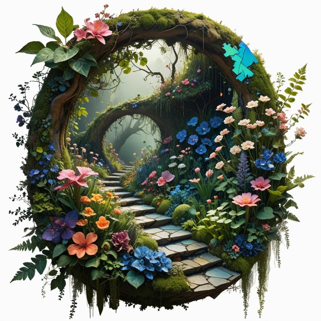 Surreal Secret Garden of Mythic Blossoms