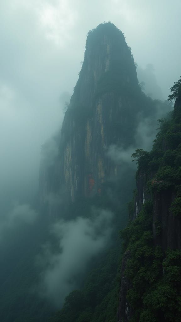 Ethereal Lost World in Swirling Mist