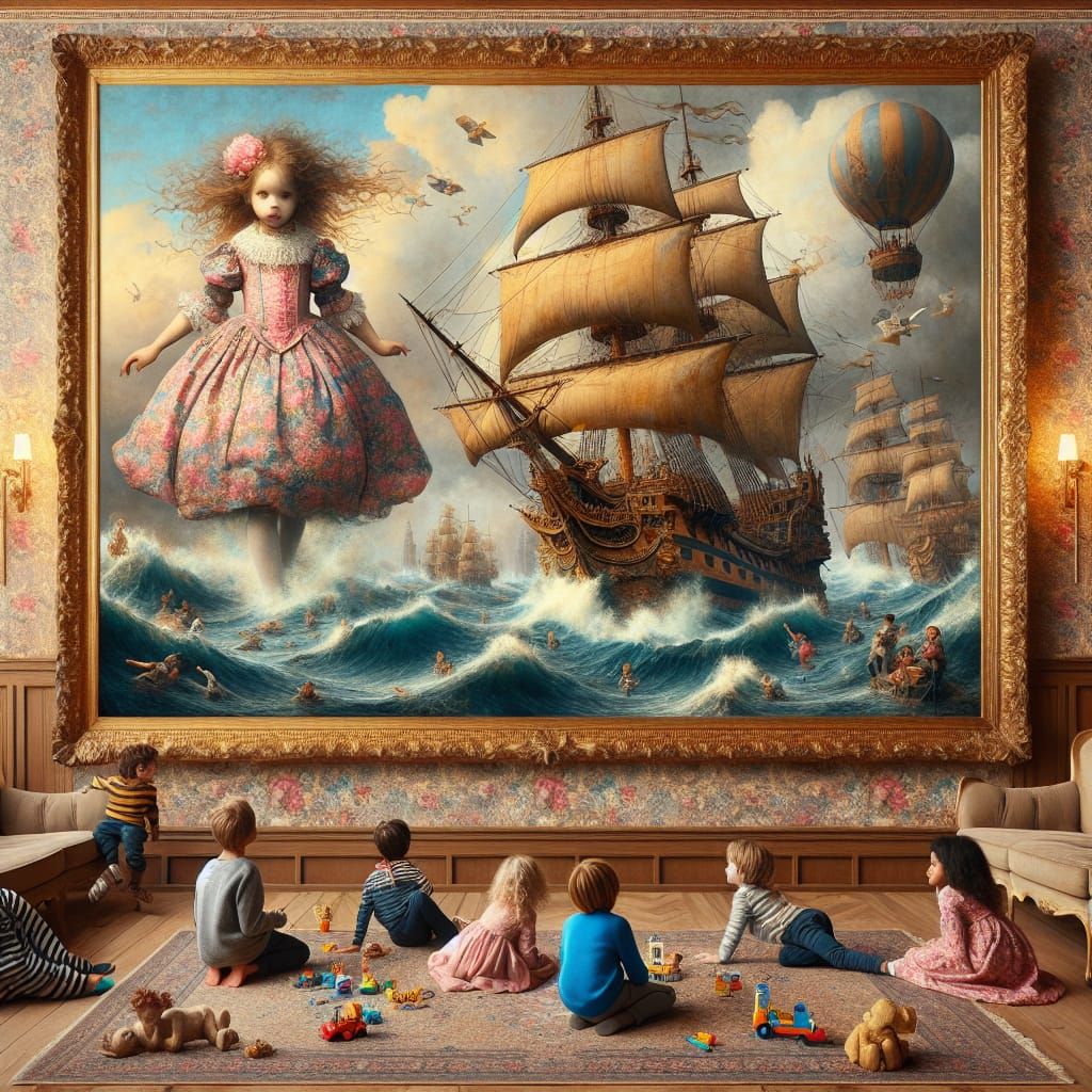 Baroque Surrealism: Giant Girl and Tumultuous Sea