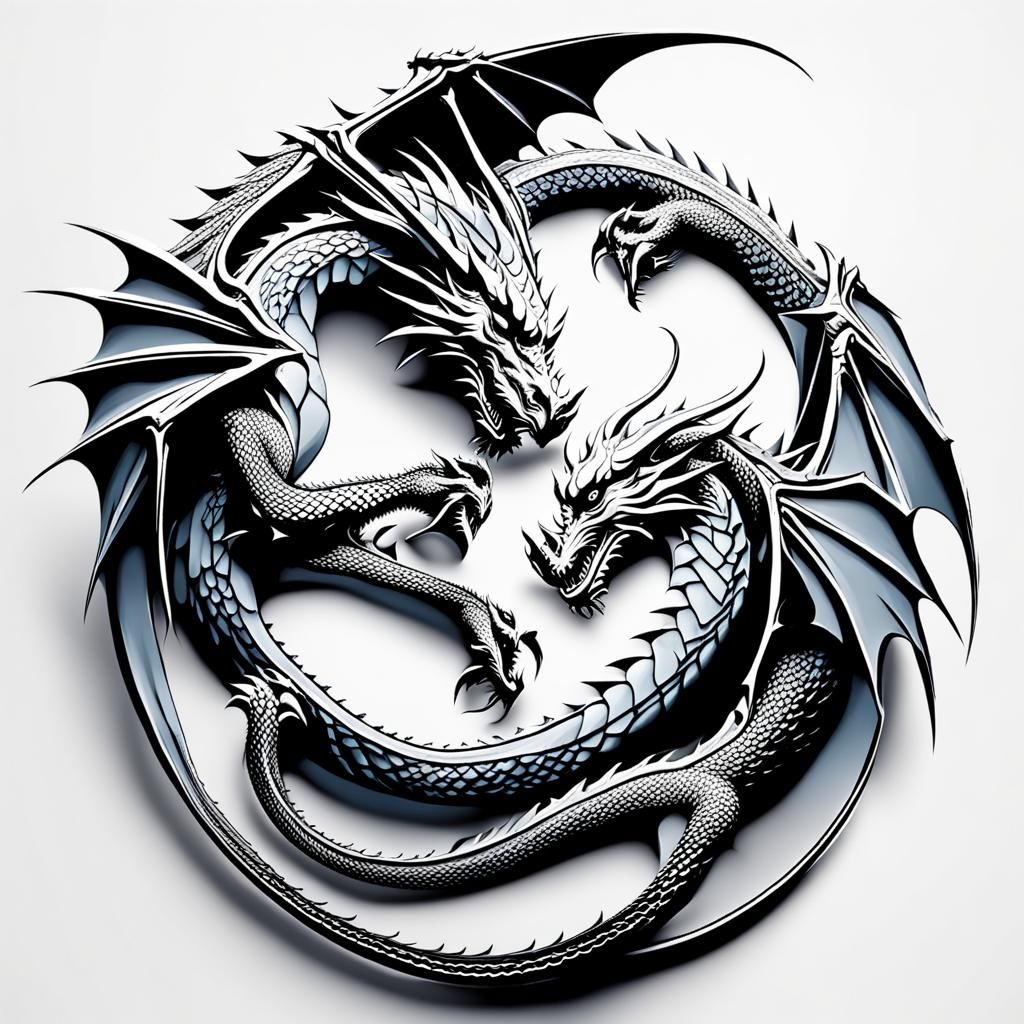 Dragons Entwined in Love and Contrast