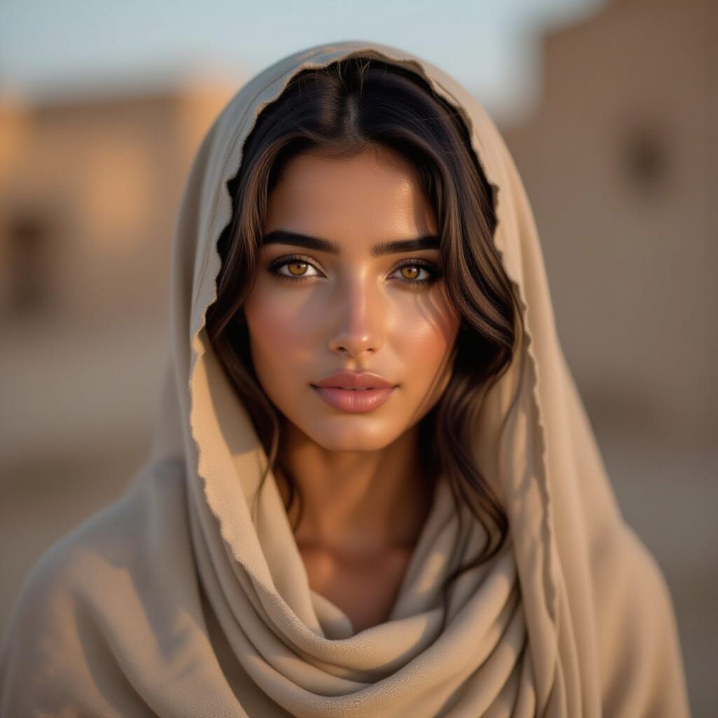 Sabaean Woman Portrait Under Moonlight