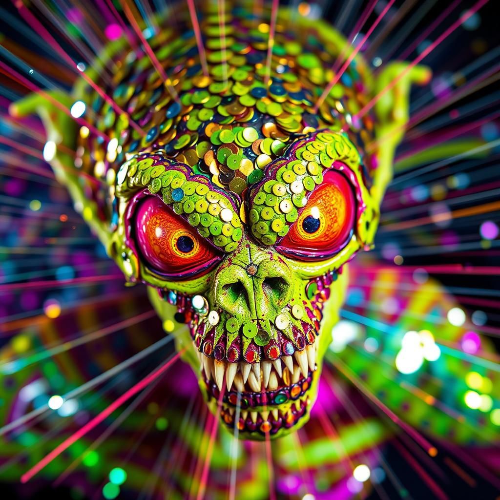 Vibrant Alien Monster Hybrid in Pop Art Style