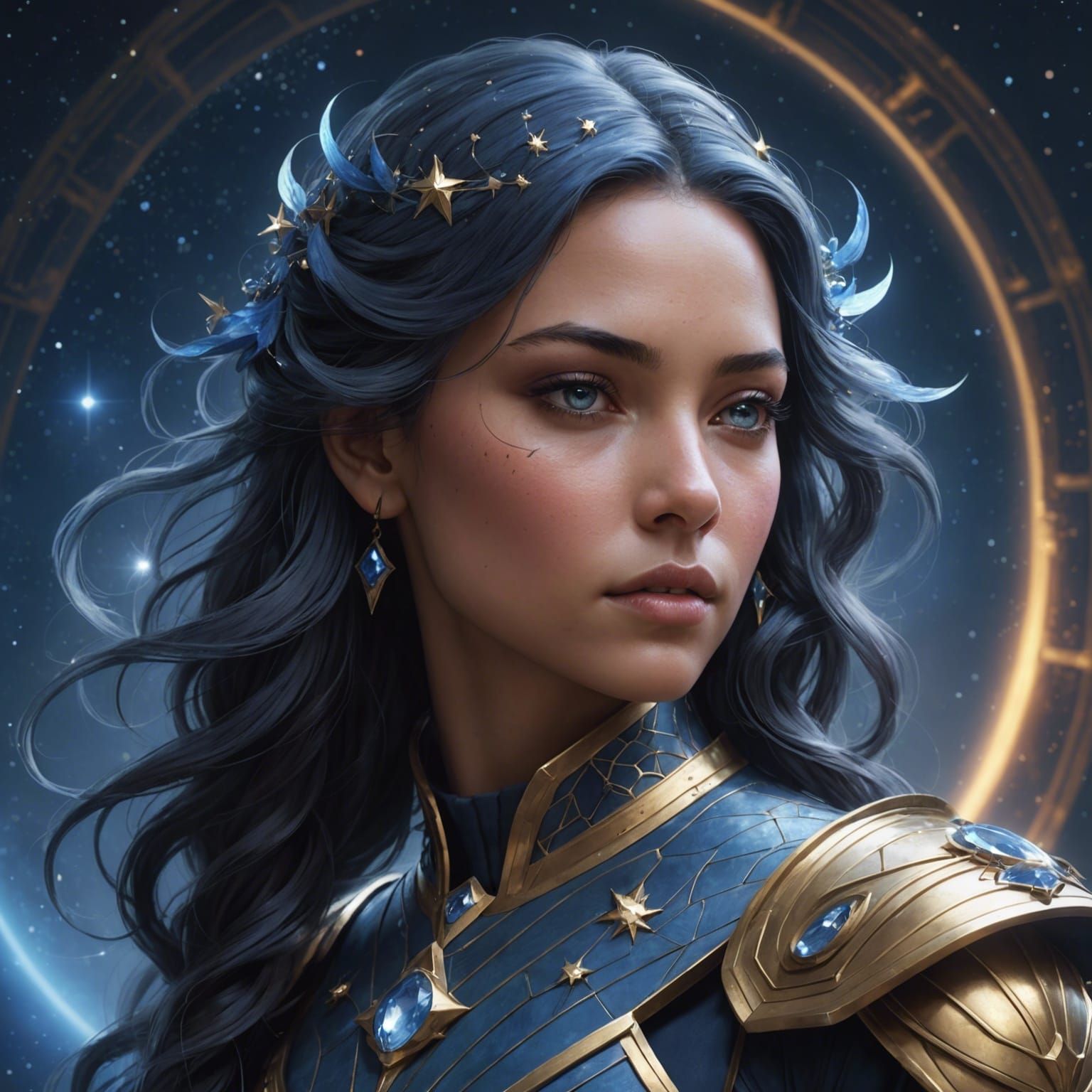 Pleiades Portrait in Style of Alphonse Mucha