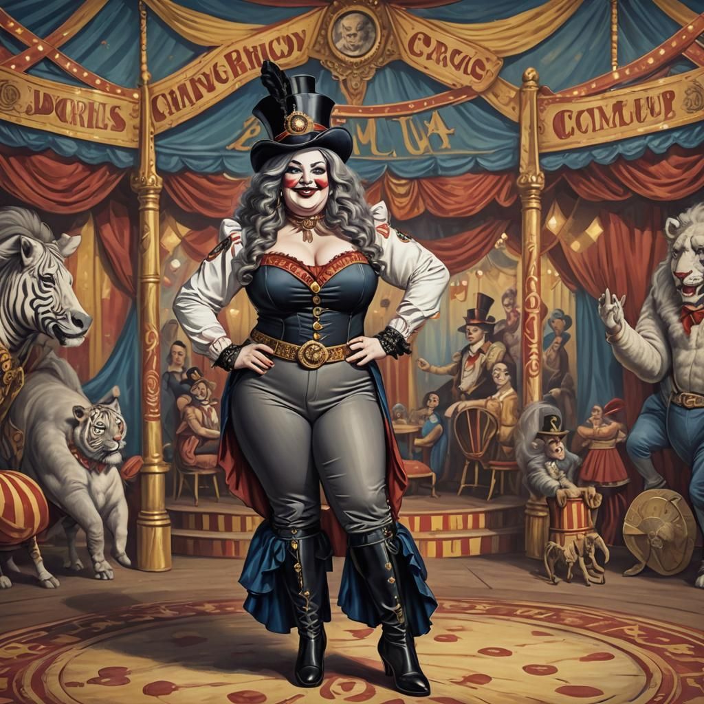 Curvy Woman as Circus Ringmaster