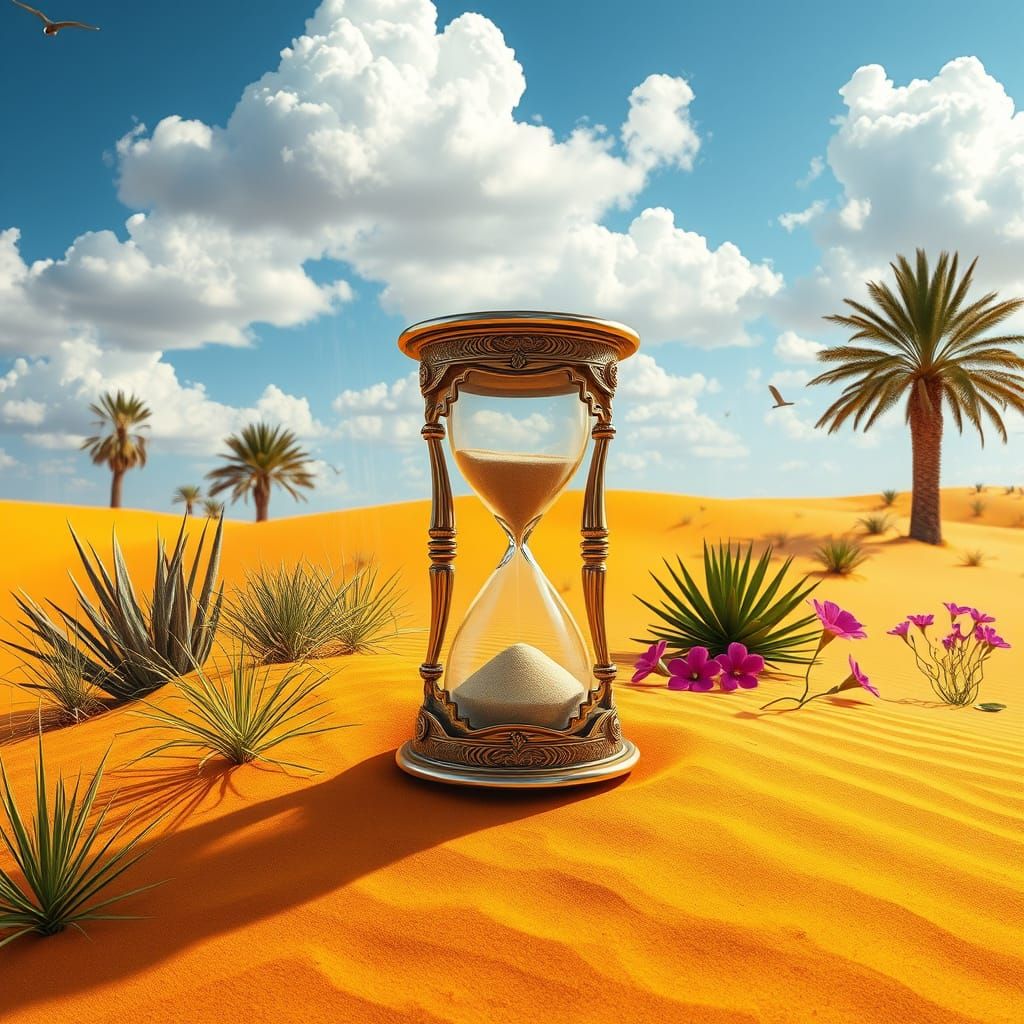 Majestic Hourglass in Desert Oasis