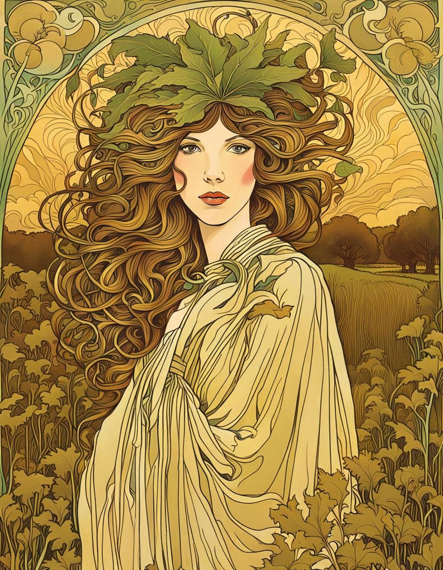 Breton Woman in Art Nouveau Style