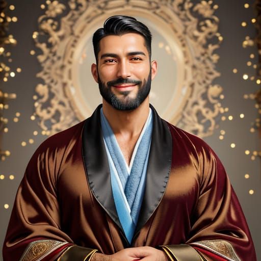 Warm Portrait of a Handsome Turkish Peruvian Man in Earthy T...