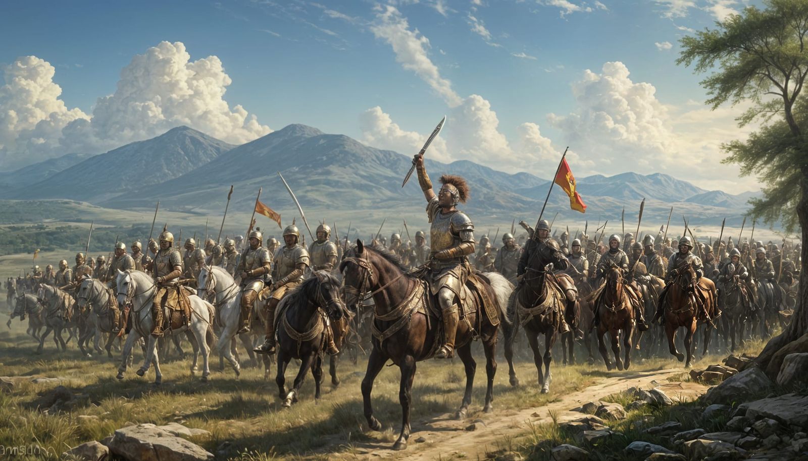 Alexander the Great Leads Macedonian Phalanxes into Battle