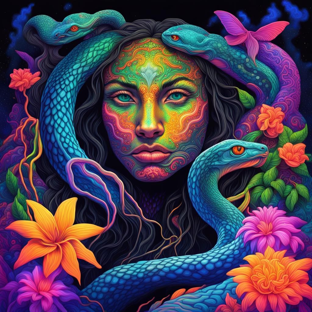 Psychedelic Ayahuasca Dreamscape: A Cosmic Jungle Illustrati...