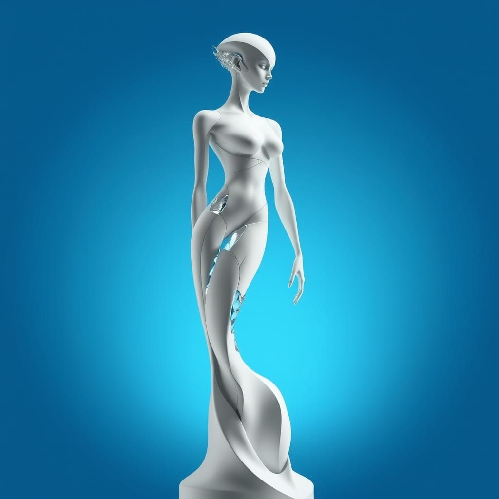Ethereal Futuristic Sculpture with Crystalline Forms