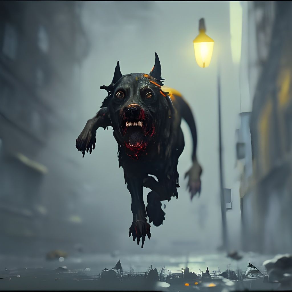 Hyperrealistic Zombie Dogs in Dynamic Lighting