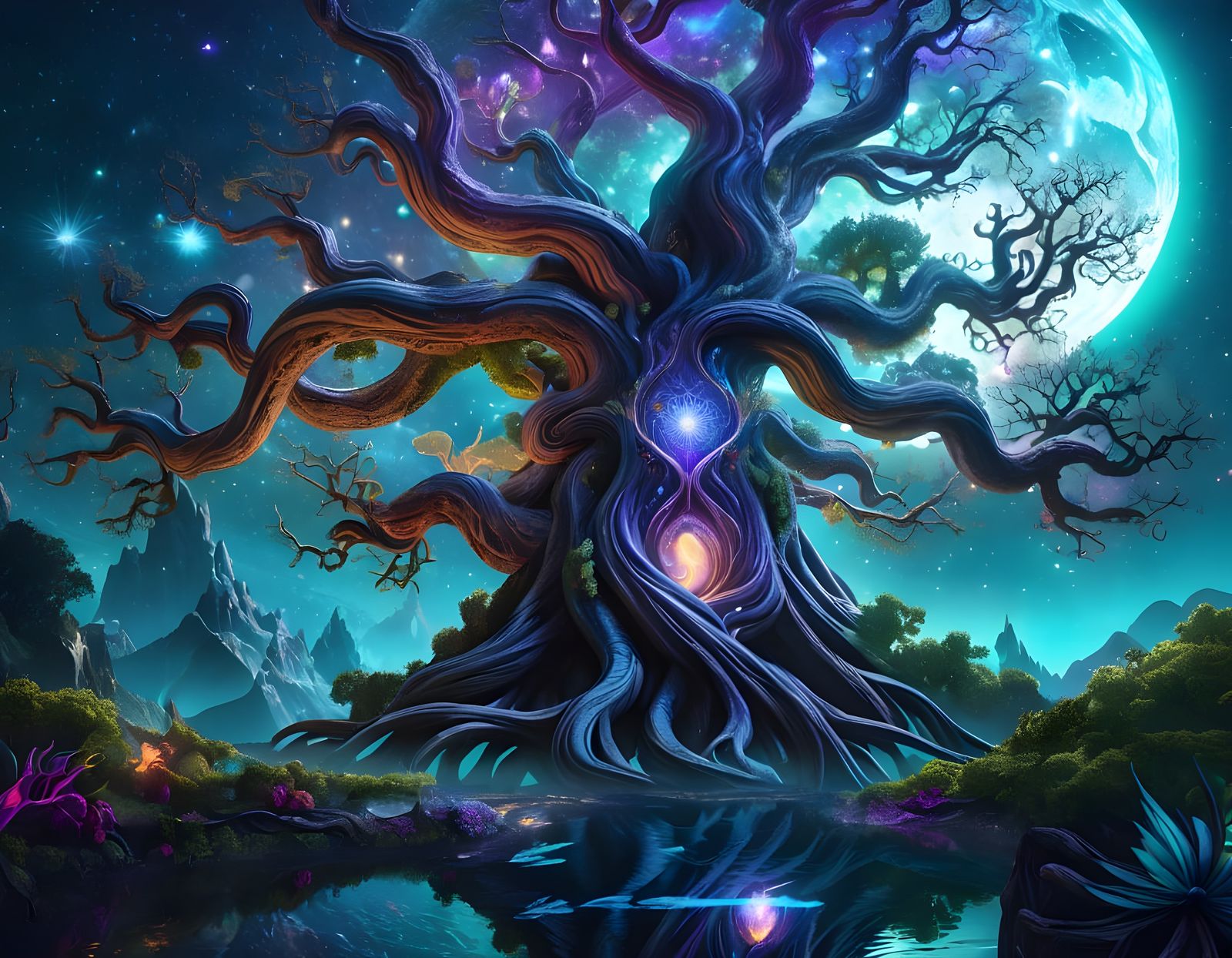 Cosmic Tree of Life in Vibrant Hues