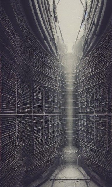 Steampunk Cyberpunk Nuclear Cooling Tower Interior