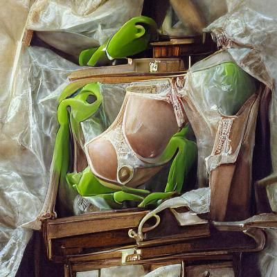 Kermit the Frog in Lingerie: An Oil Painting
