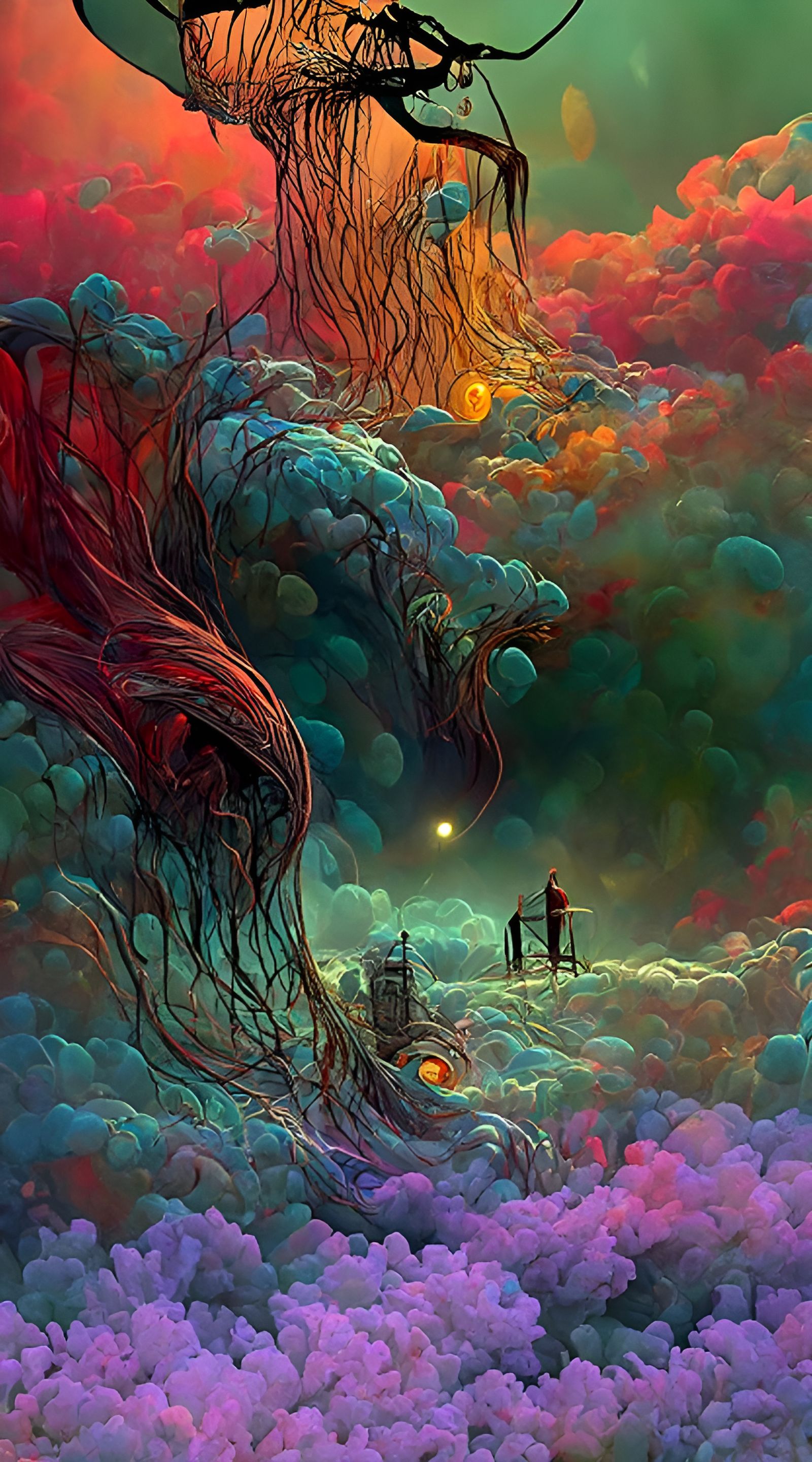 Mysterious Geometric Painting in Vivid Colors