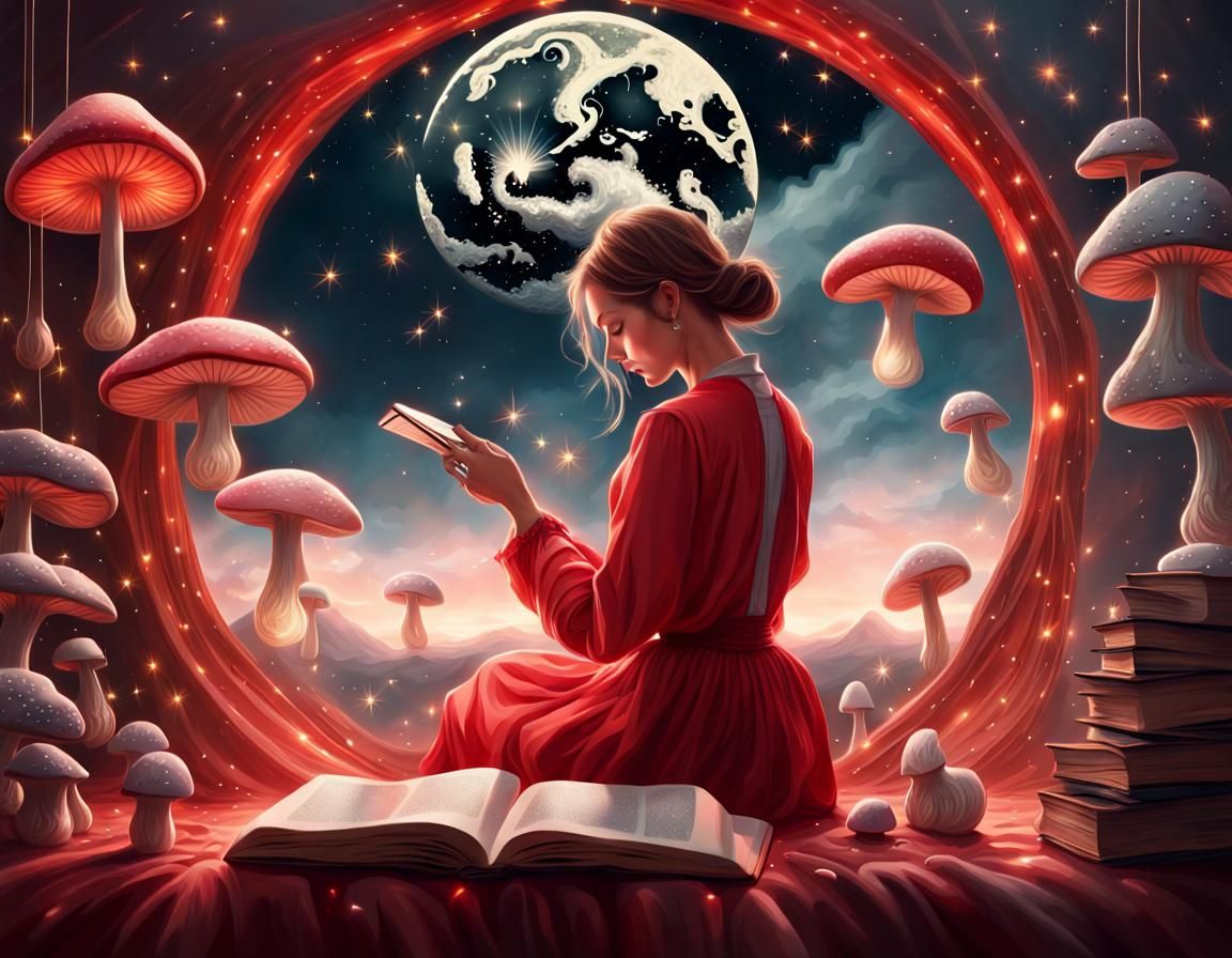 Galactic Reader: A Matte Painting of Cosmic Magic