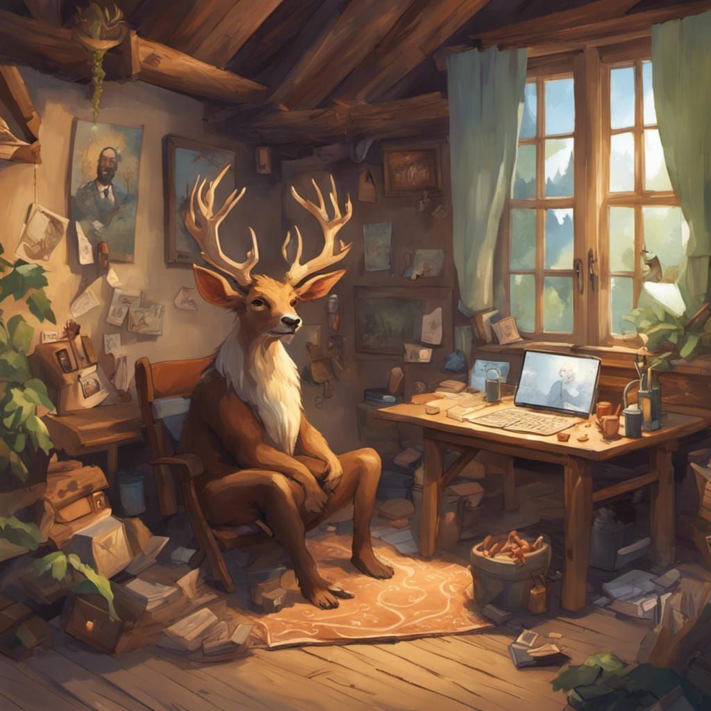 Everdell-Style Village Office Scene with Animal Characters