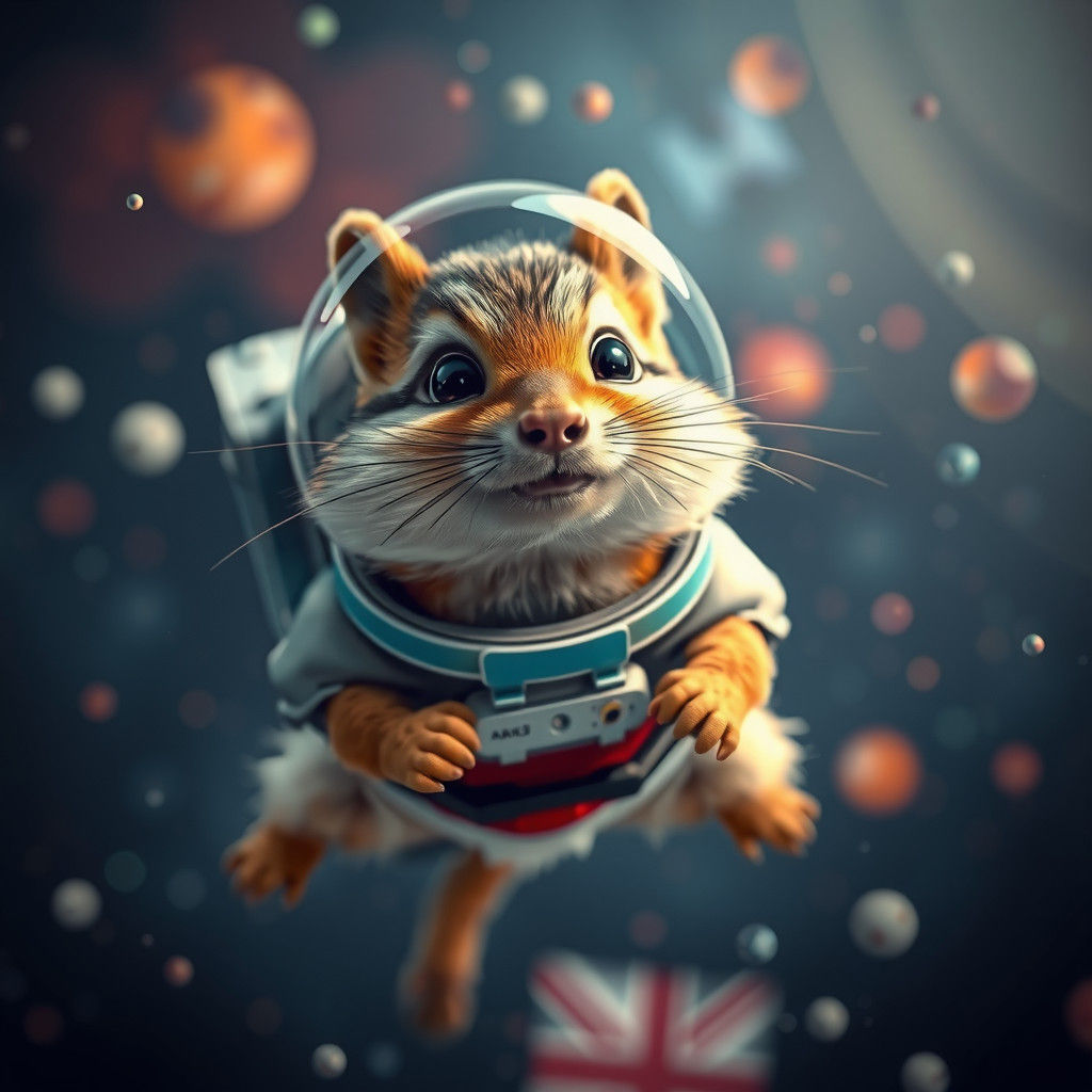 Chipmunk in Space Suit: Detailed Matte Painting