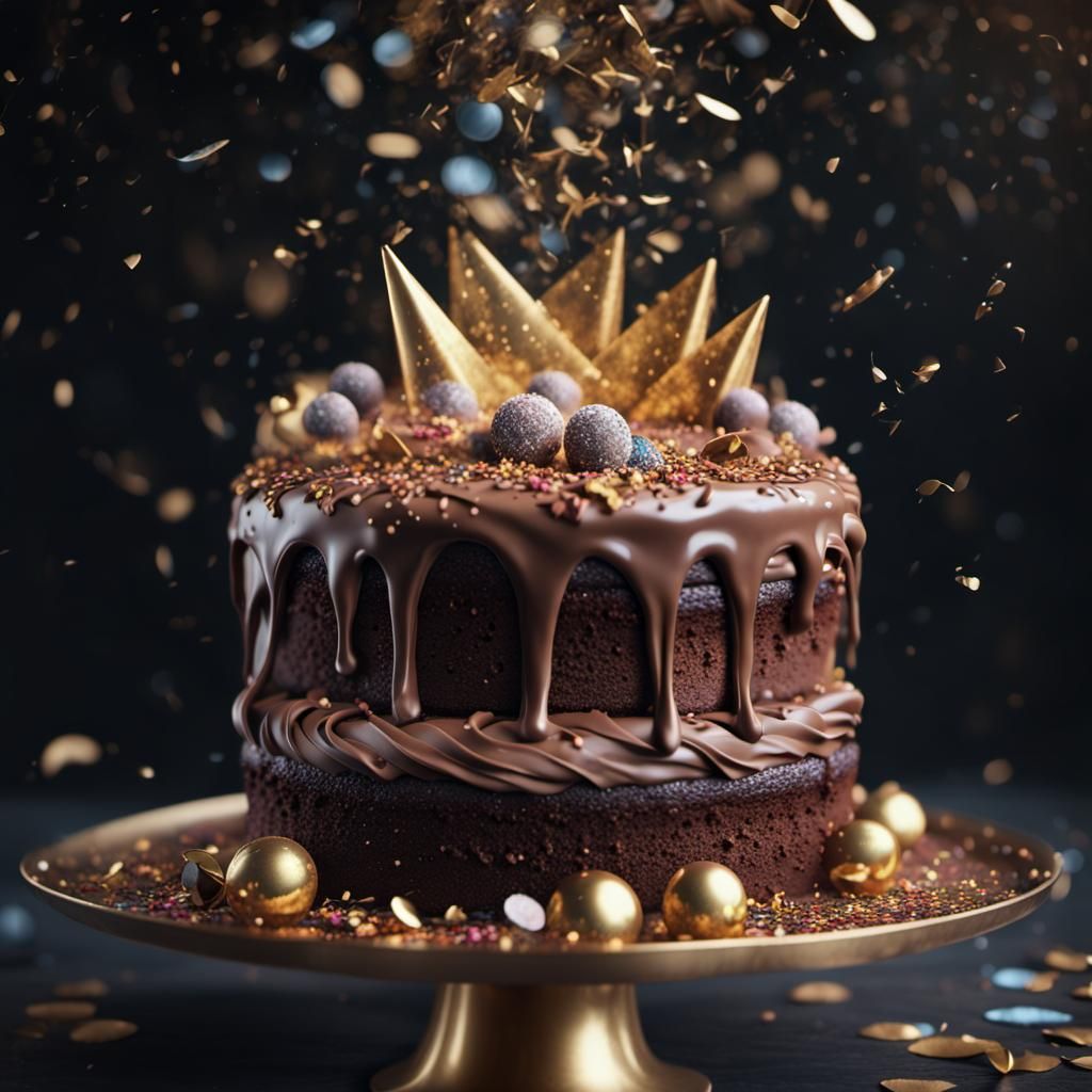 Birthday Chocolate Cake with Confetti and Glitter