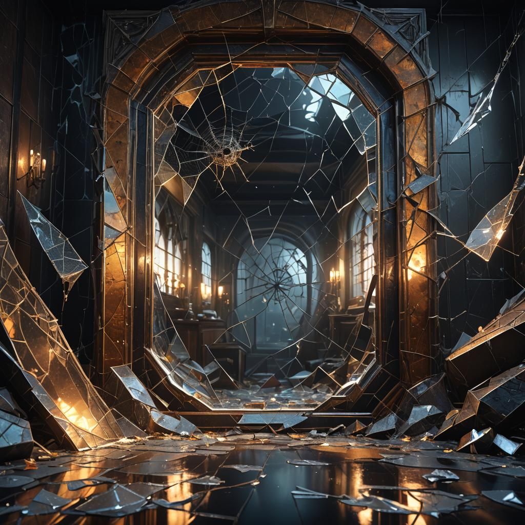 Cracked Mirror in Dark Fantasy Style