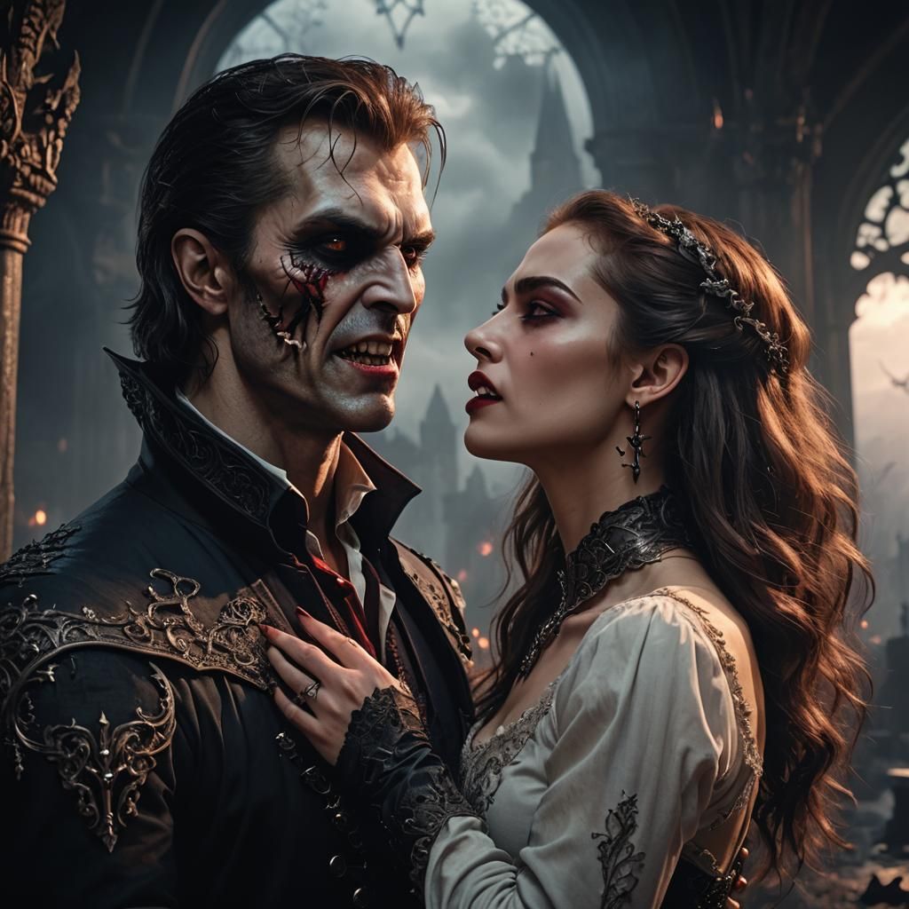 Dramatic Vampire Bite in Digital Matte Painting
