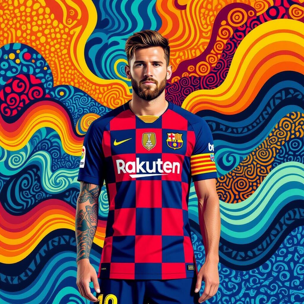 Barcelona Soccer Player in Abstract Vector Art