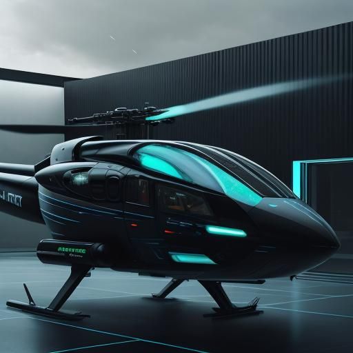 Futuristic Cybernetic Helicopter with Advanced Weaponry