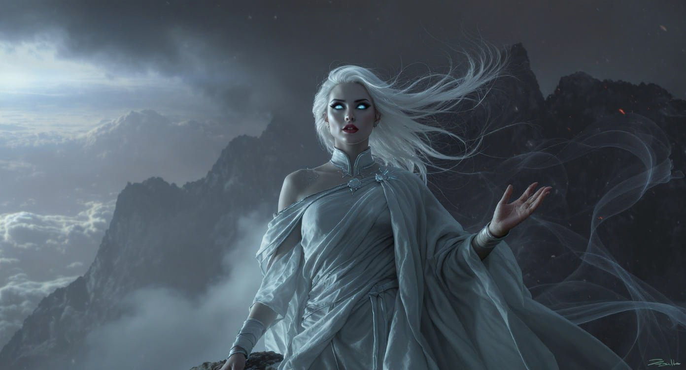 White Haired Woman Sets Sky Ablaze