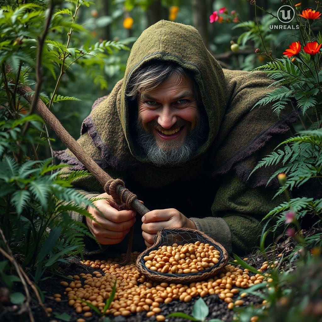 Camouflaged Hunter in Mossy Landscape