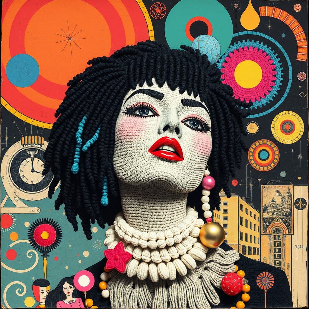 Futuristic Crochet Visionary in Whimsical Punk Style