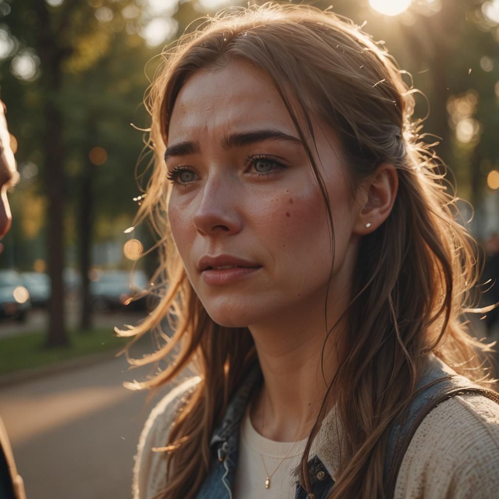 Girl Crying as Man Walks Away: Soft Focus Photography