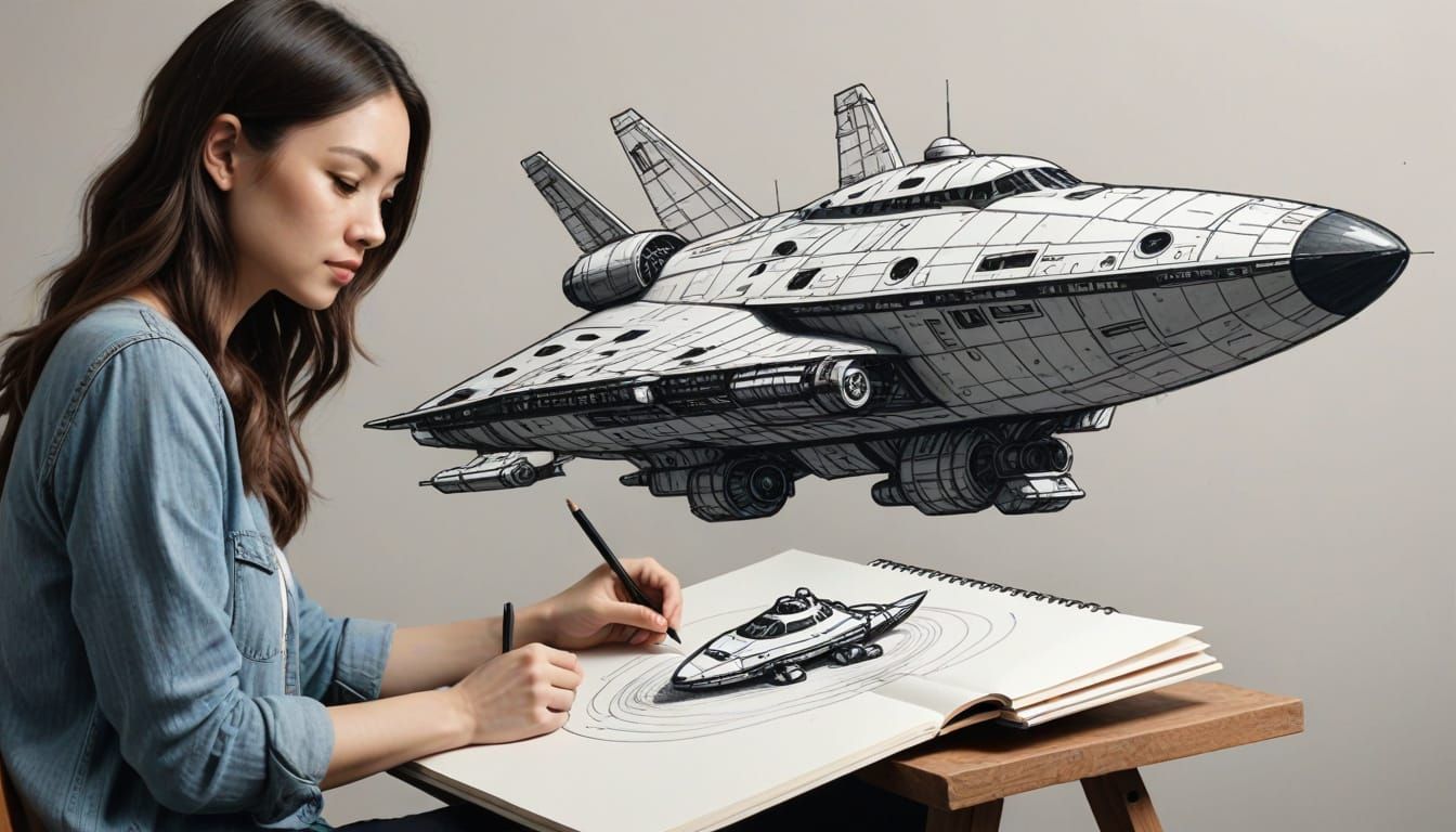 Young Woman's Spaceship Creation