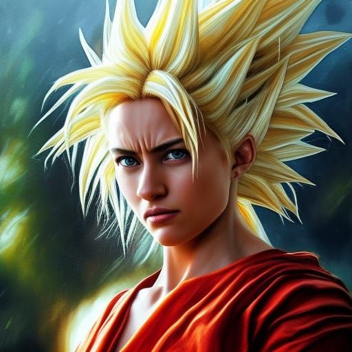 Hyperrealistic Super Saiyan Female in Combat
