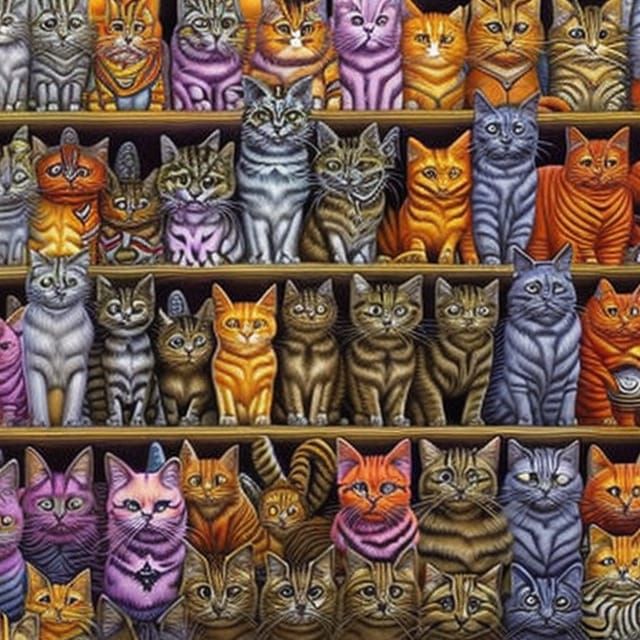 Psychedelic Hyperdetailed Cats in Fantasy Mixed Media