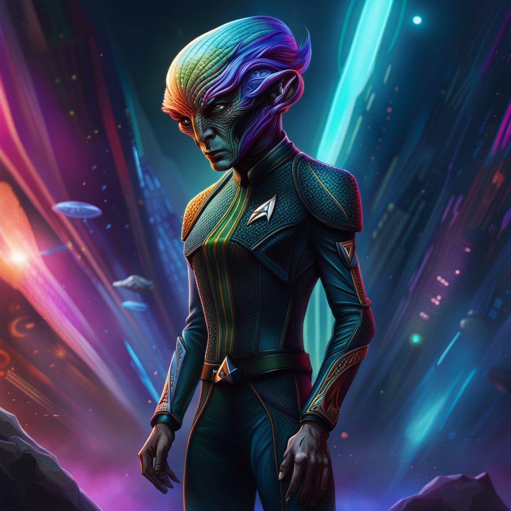 Punk Rock Alien Captain in Star Trek Uniform