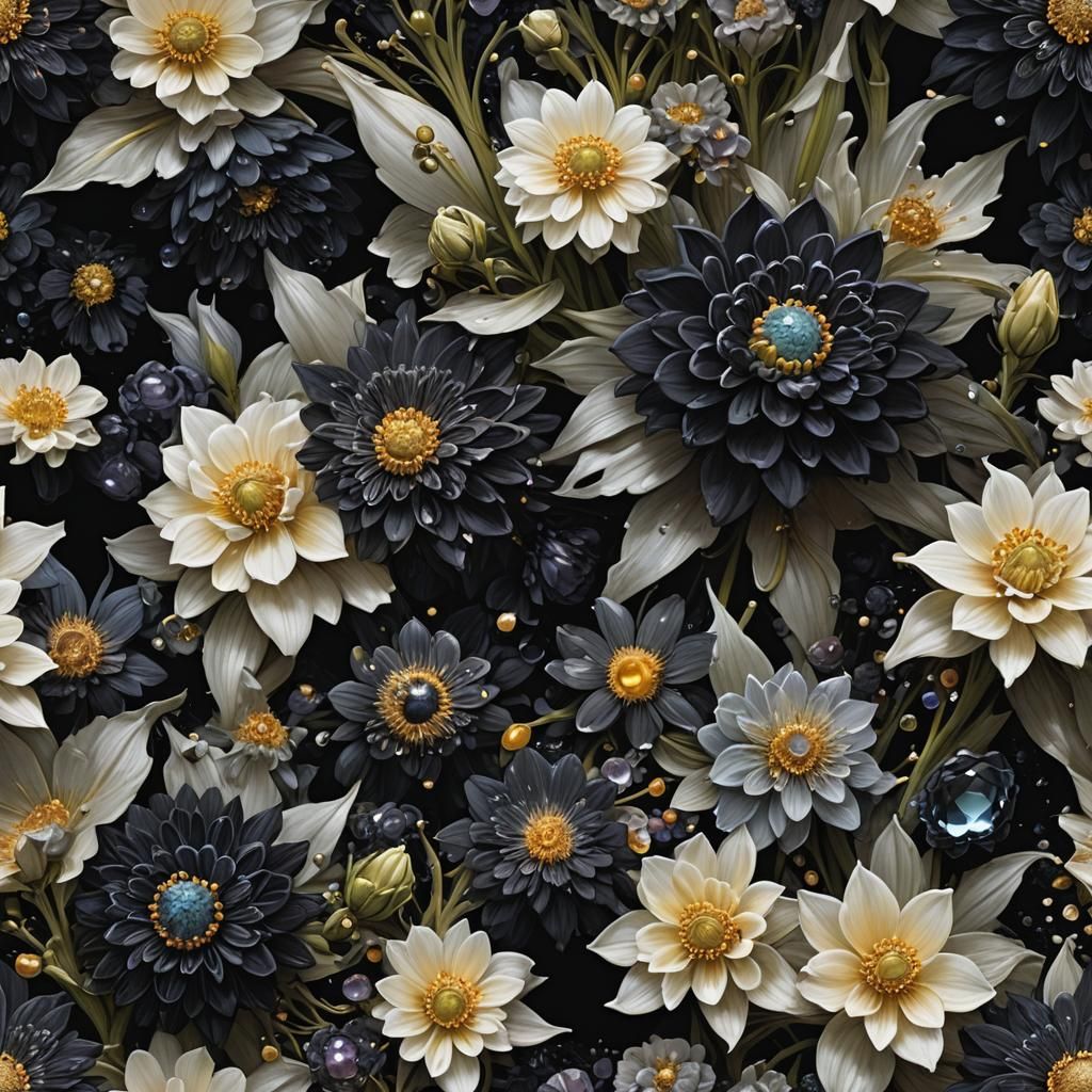 Gems Flowers in Dark Divide, Sinister Art