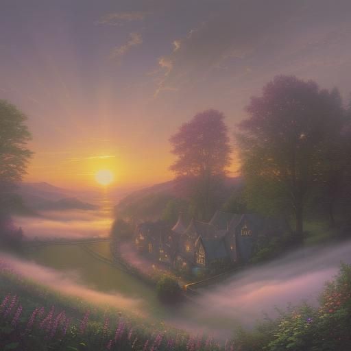 English Summer Sunset in Ethereal Lighting