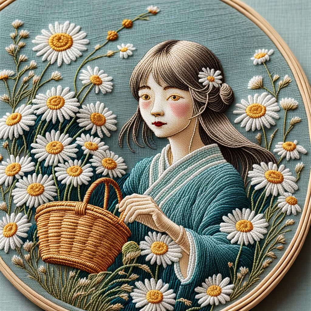 "In bright realistic colors: " embroidered with Japanese han...