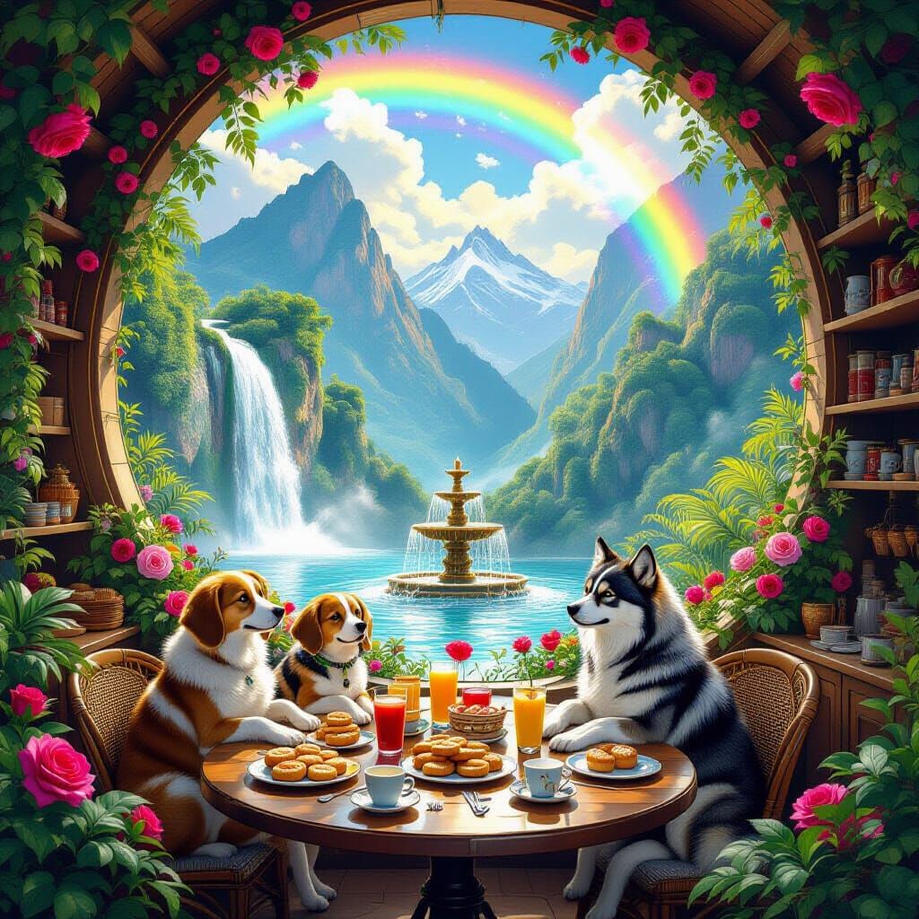 Hidden Tropical Cafe in Mountains with Beauty and Wolf