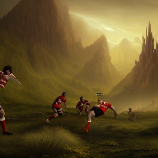 Detailed Matte Painting of a Rugby Scene